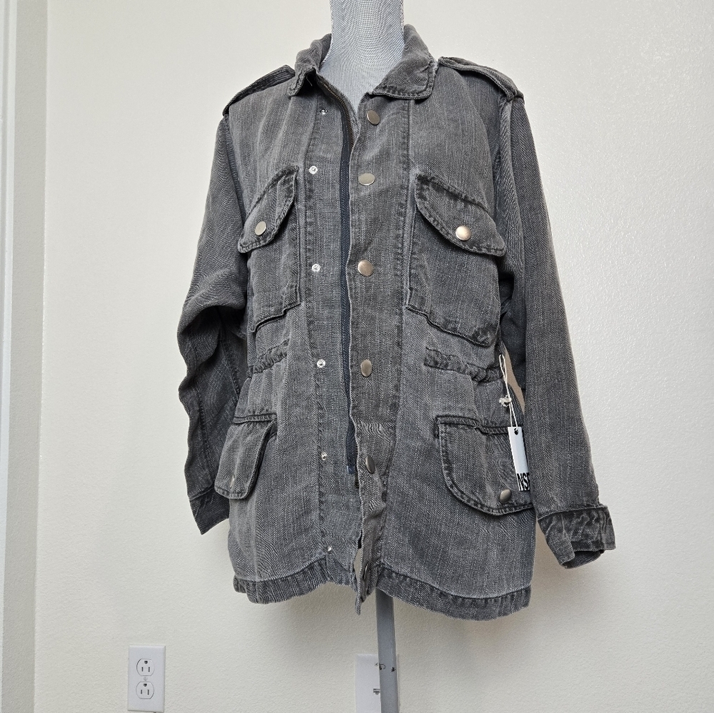 NSF Joli Jacket Size XS Linen Lyocell Blend NWT Utility Grunge Burn Cargo - Picture 6 of 16